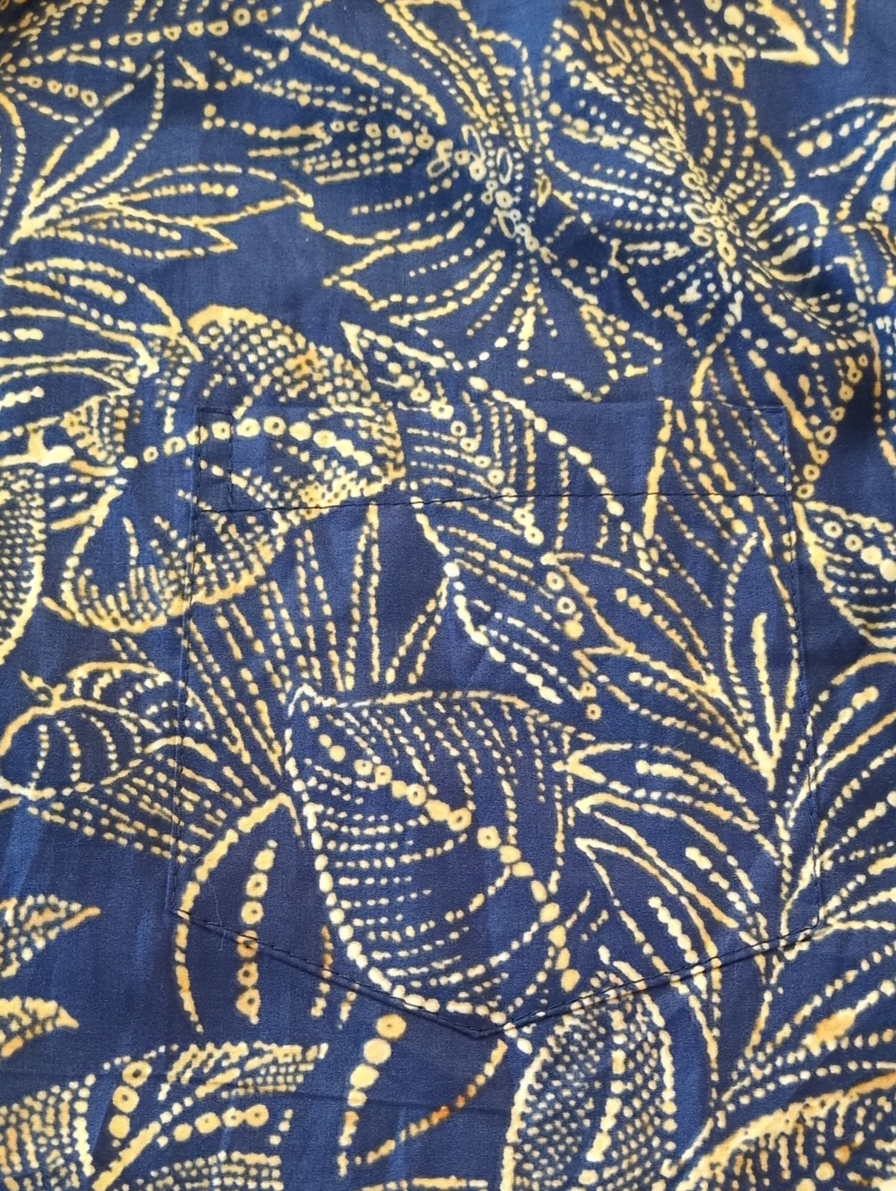 Tori Richard Dotanicals Cotton Lawn Shirt Navy and Yellow Size Large - Picture 8 of 12